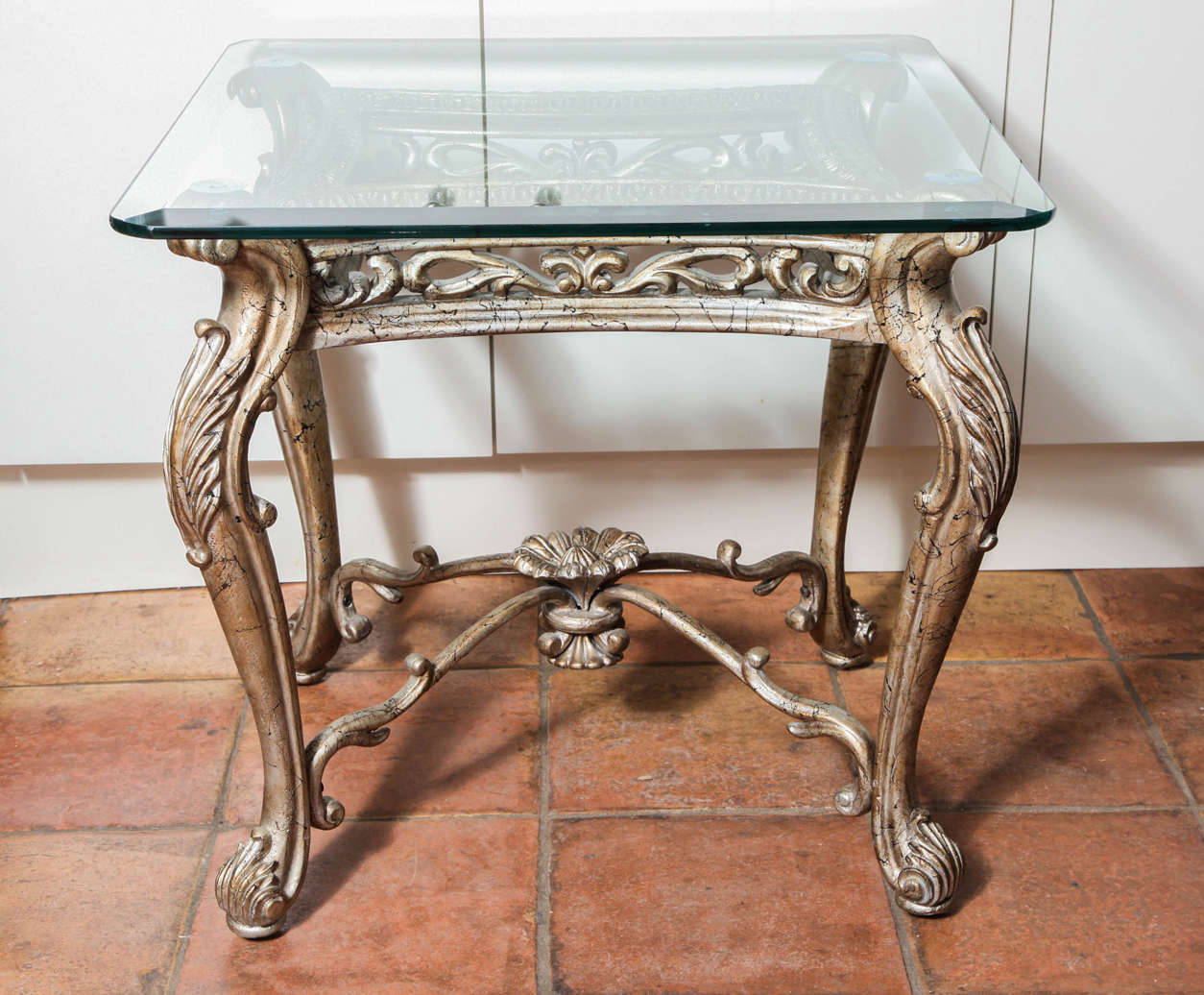 Antique Italian Rococo Gilt Silver Iron Square Side Table at 1stDibs