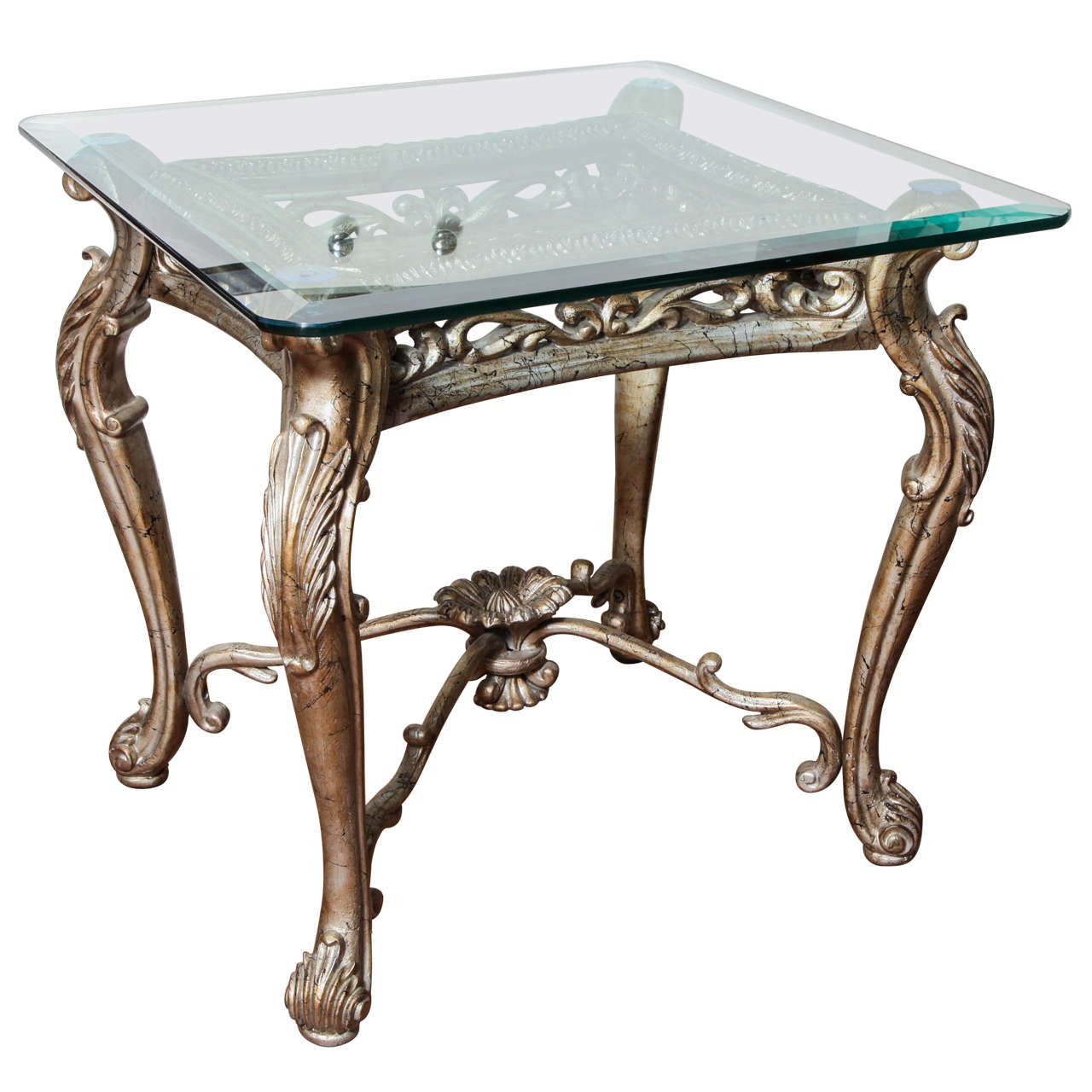Antique Italian Rococo Gilt Silver Iron Square Side Table at 1stDibs