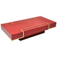 RARE "Maison Jansen" Red Lacquer Coffee Table