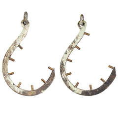 Pair, Antique Window Washing Hooks as Pendant Lights