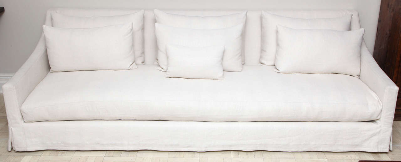 80%down / 20% feather Channeled cushions
Textile additional. Available upholstered. 
