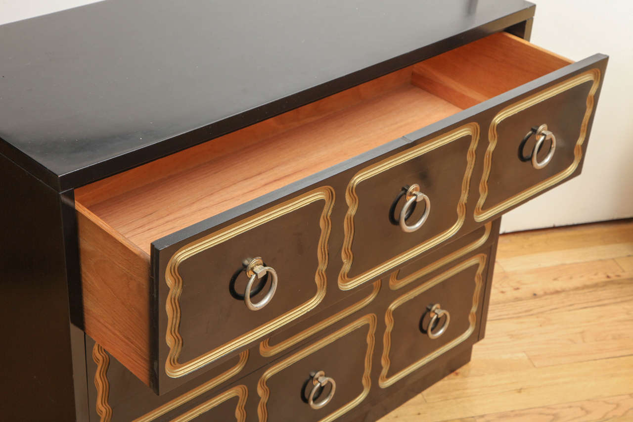 Brass Dorothy Draper Chest of Drawers  For Sale