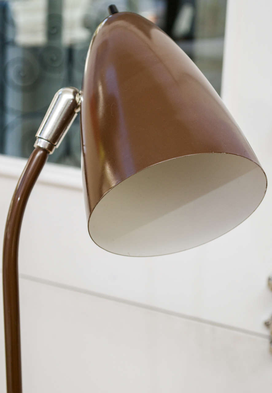 Floor Lamp, Mid Century, Brown Cones In Excellent Condition In San Francisco, CA