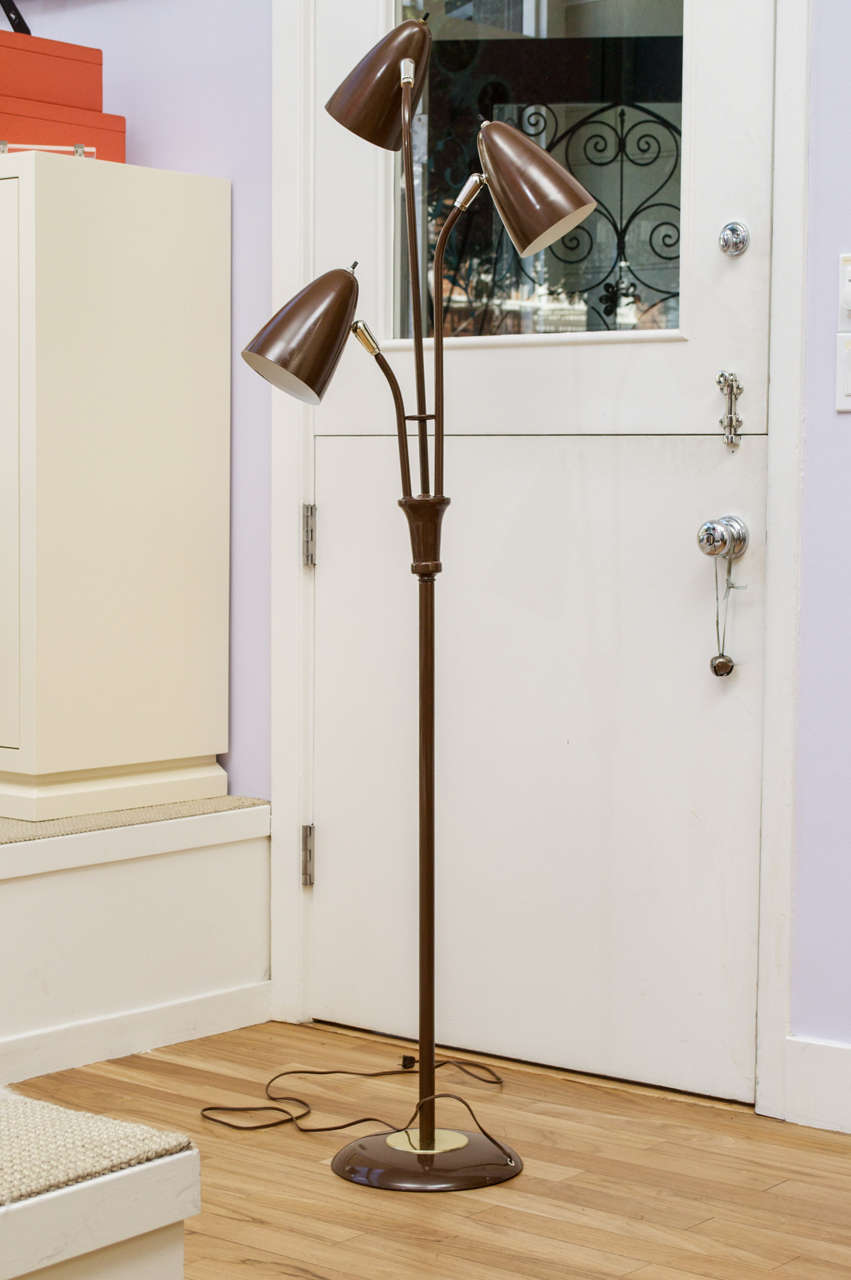 Floor Lamp, Mid Century, Brown Cones 5