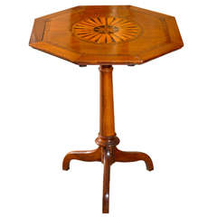 Octagonal Tilt-Top Tripod Table in Mahogany with Parquetry Inlay