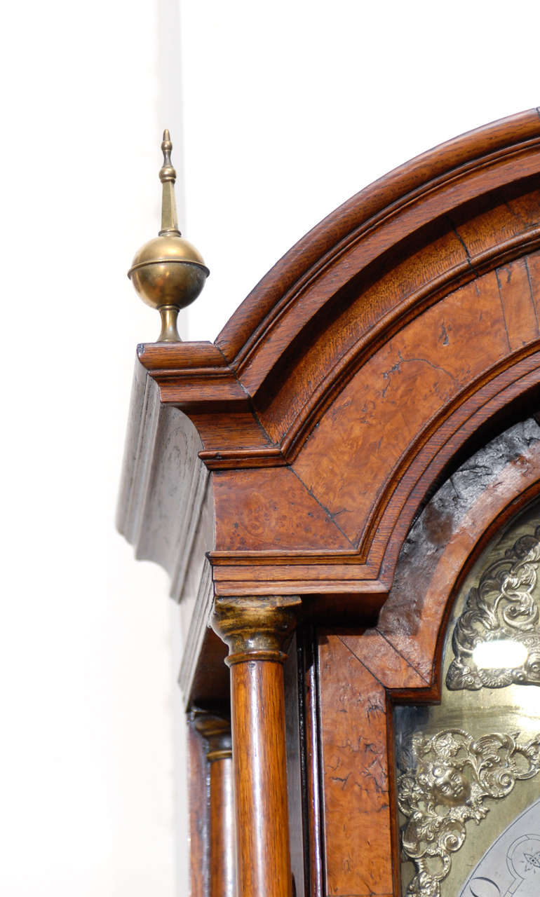 18th Century and Earlier 18th Century English Oak Tall Case Clock, Signed 