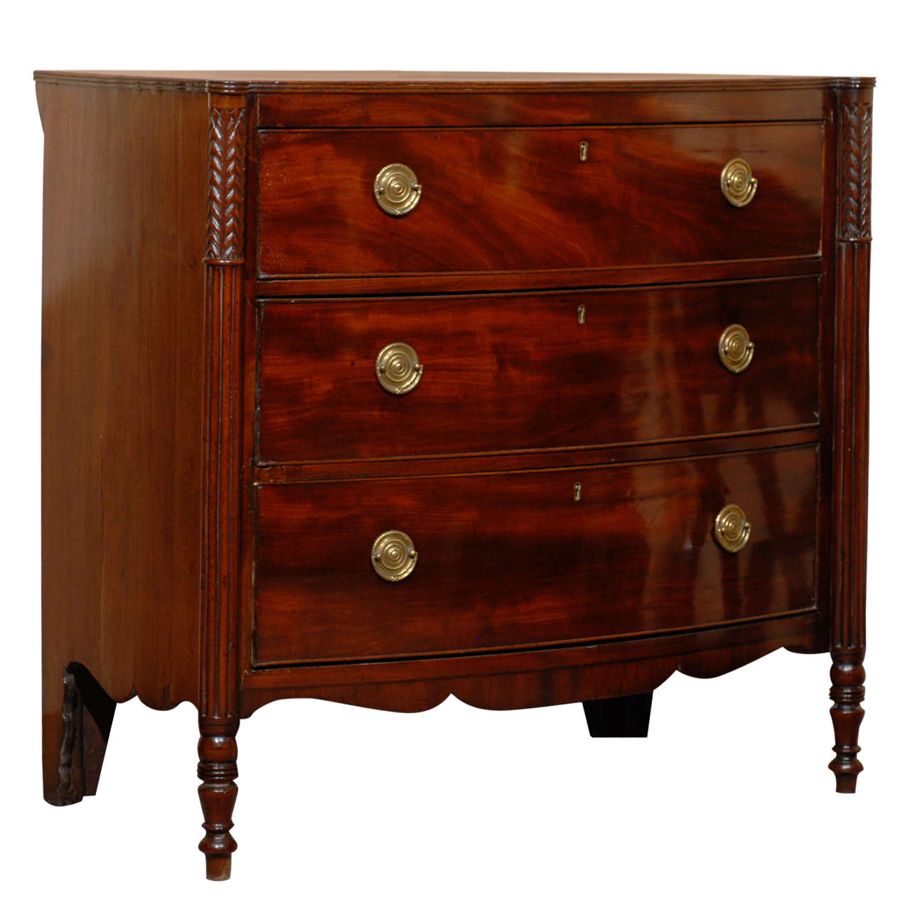 19th Century American BowFront Chest in Mahogany at 1stdibs