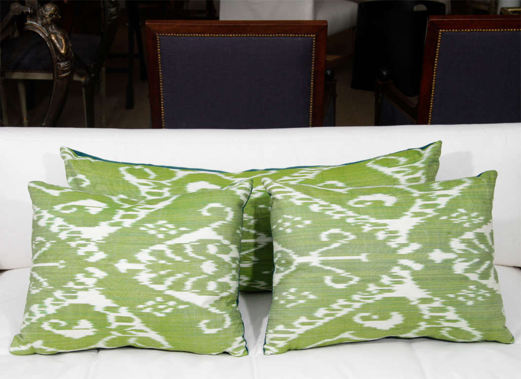 Bright Green Ikat Cushions and Bolsters