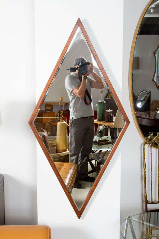 American Double Diamond Walnut Frame Mirrors by Edmund Spence In Excellent Condition For Sale In New York, NY