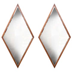 American Double Diamond Walnut Frame Mirrors by Edmund Spence