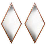 Pair of Walnut Diamond Frame Mirrors 4