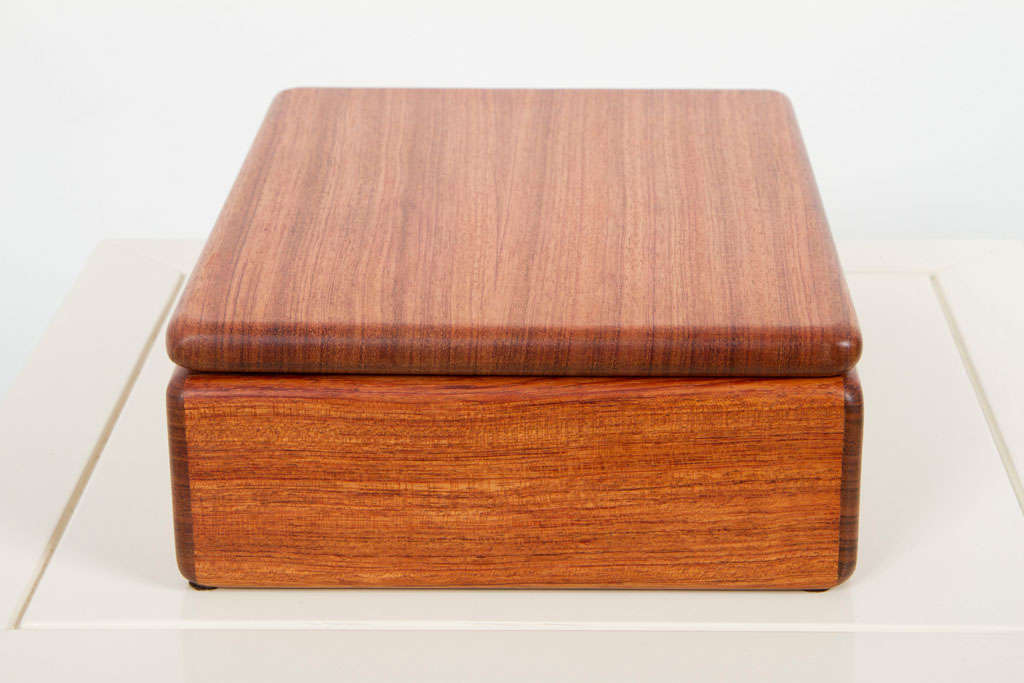 American Craft Rectangular Teak 'Cigar' Jewelry Box In Excellent Condition For Sale In New York, NY