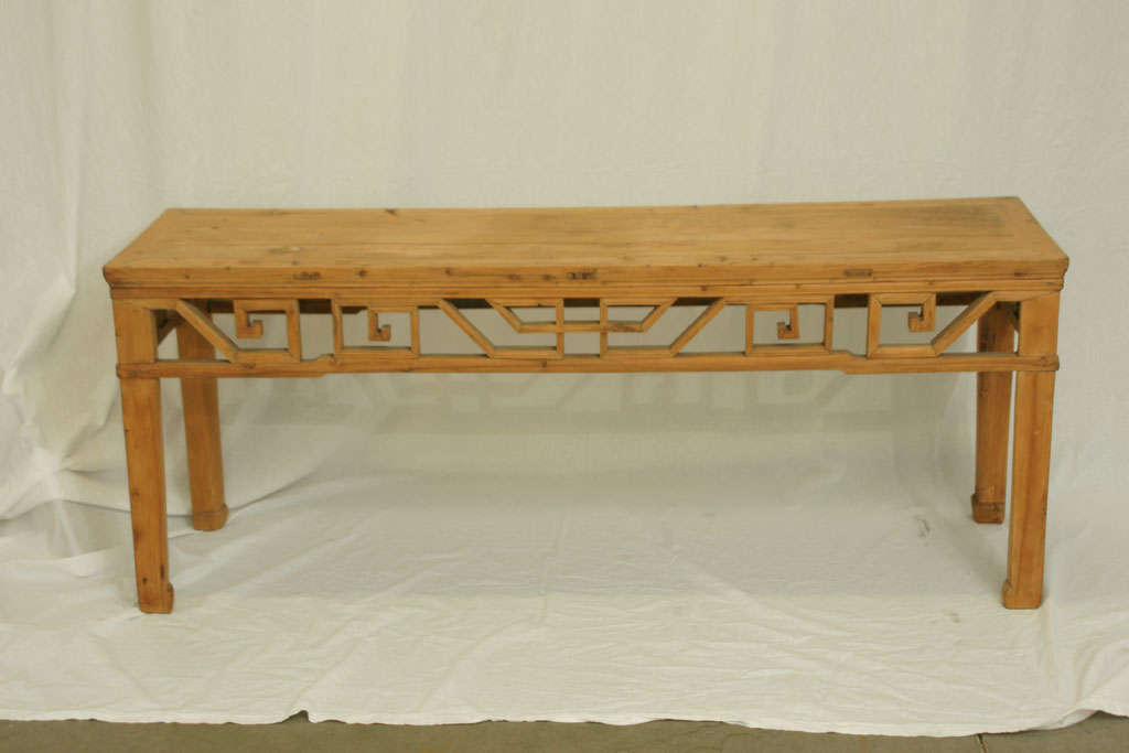 Late 19th century Q'ing Dynasty Ming styled bench in geometric form 