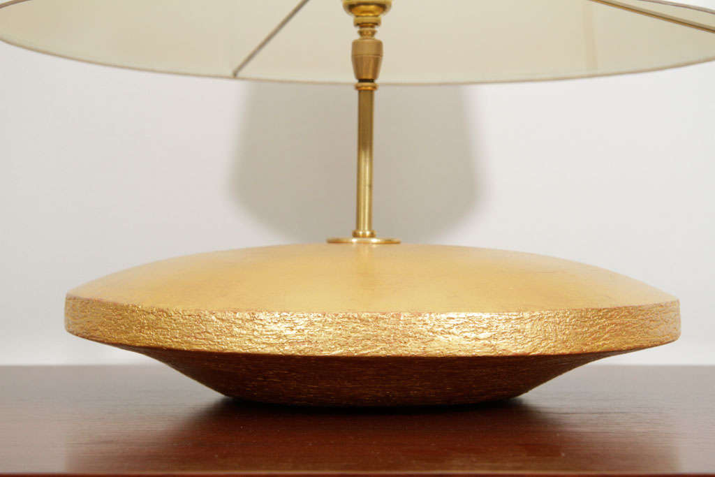American Andrea Koeppel's Ceramic Table Lamp with 23K Gold Gilt Finish