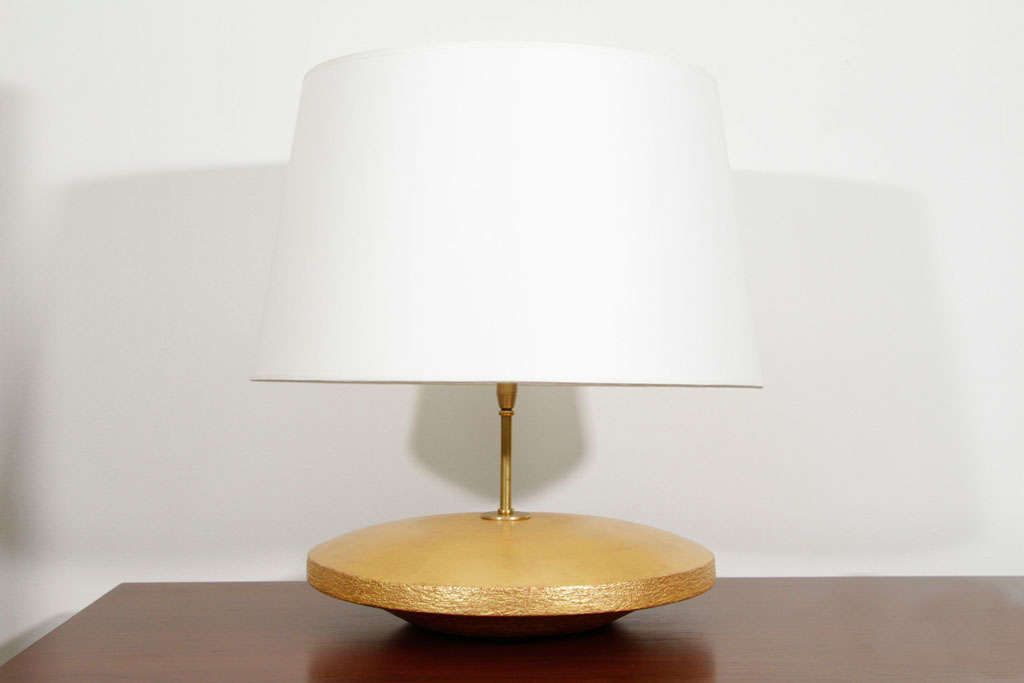 Contemporary Andrea Koeppel's Ceramic Table Lamp with 23K Gold Gilt Finish