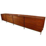 Florence Knoll teak dresser with 4 units sharing one base