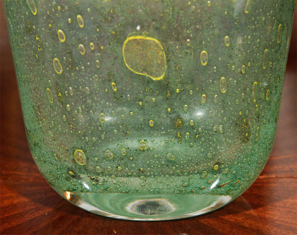 Single vase with bubble inclusions by Andre Thuret, French 1930s, signed 