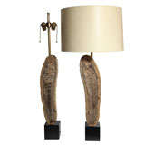 Pair of Prehistoric Fish Fossil Table Lamps