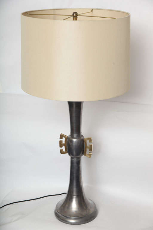 Mid-Century Modern Table Lamps Pair Mid Century Modern brass and pewter 1940's For Sale