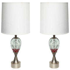 Pair of Art Glass Table Lamps by Val Saint Lambert