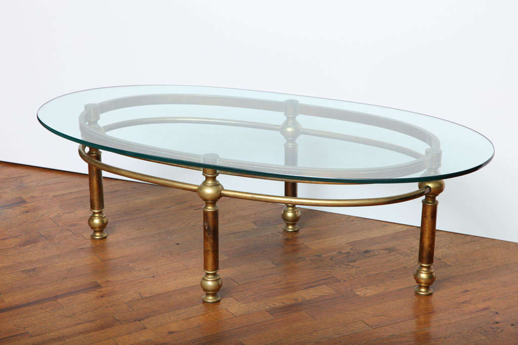 French Oval Brass Coffee Table