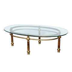 French Oval Brass Coffee Table