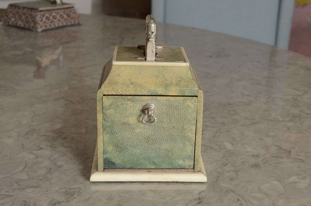 Extremely Rare French Shagreen Cigarette Box and Lighter 1