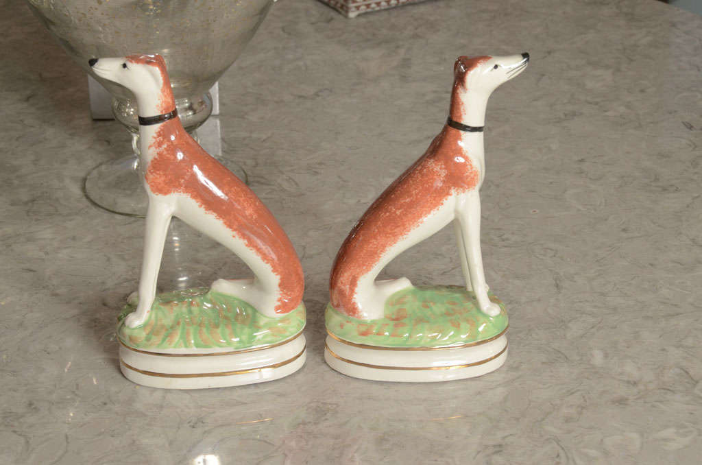20th Century Pair of Painted Porcelain Staffordshire Spaniels