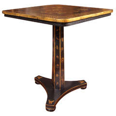 Regency style black painted and gold  decorated side table.