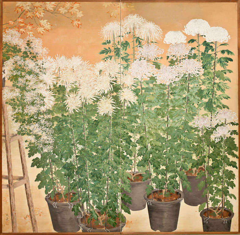 Japanese Screen: Chrysanthemums