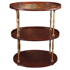 Antique Edwardian mahogany and brass  three-tier etagere