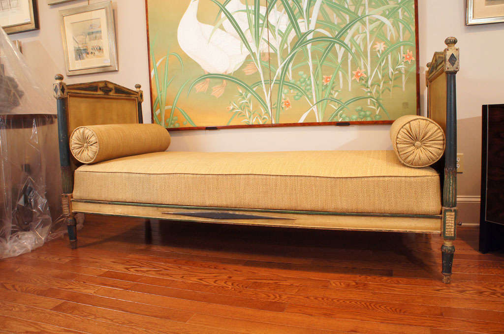 French painted day bed, with mattress
 and bolsters.

PICK UP LOCATION:
NAGA NORTH INC
536 Warren Street
Hudson, NY 12534
518-828-8585
naganorth@gmail.com