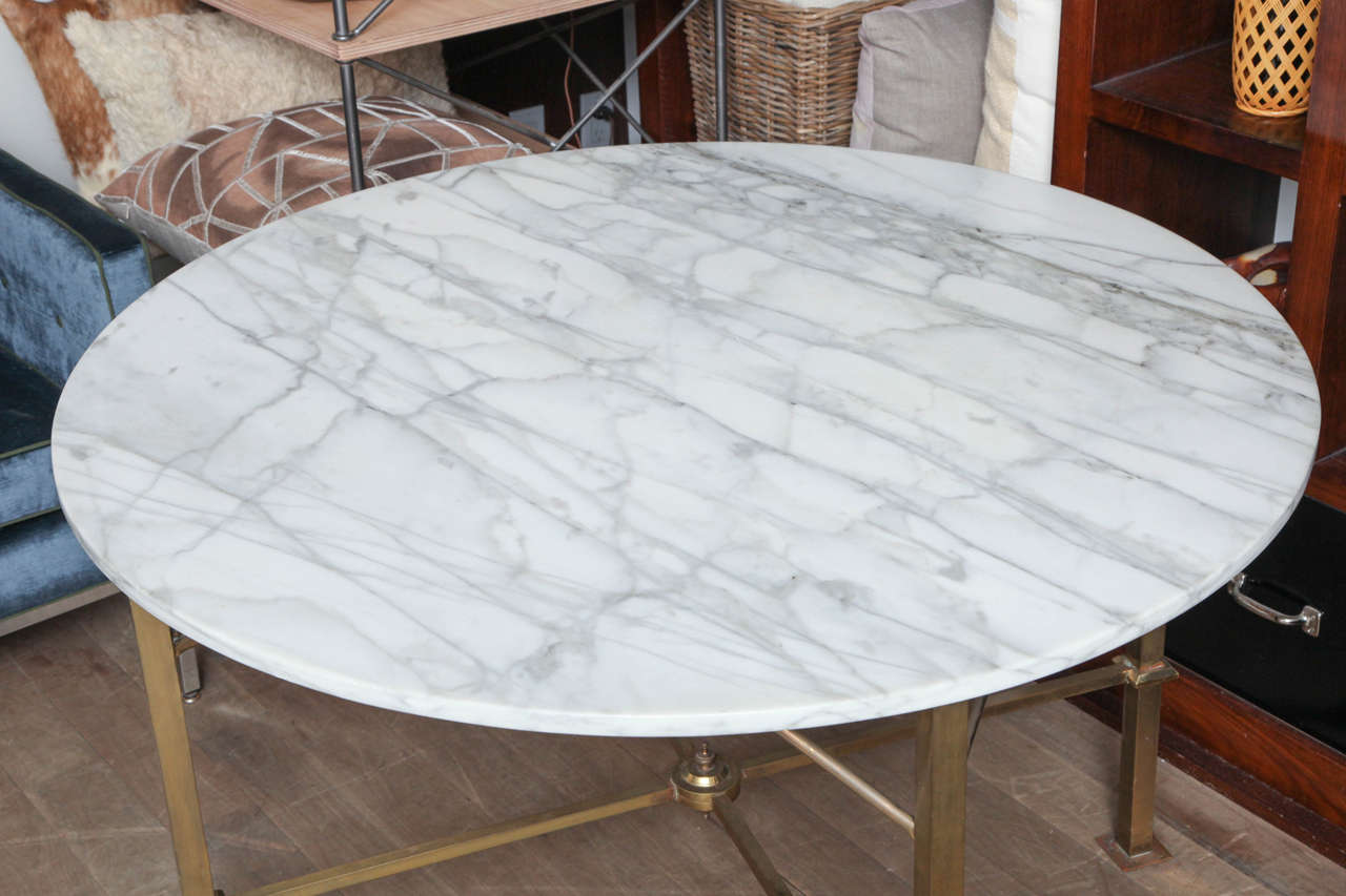 Mid-20th Century Marble and Brass Table