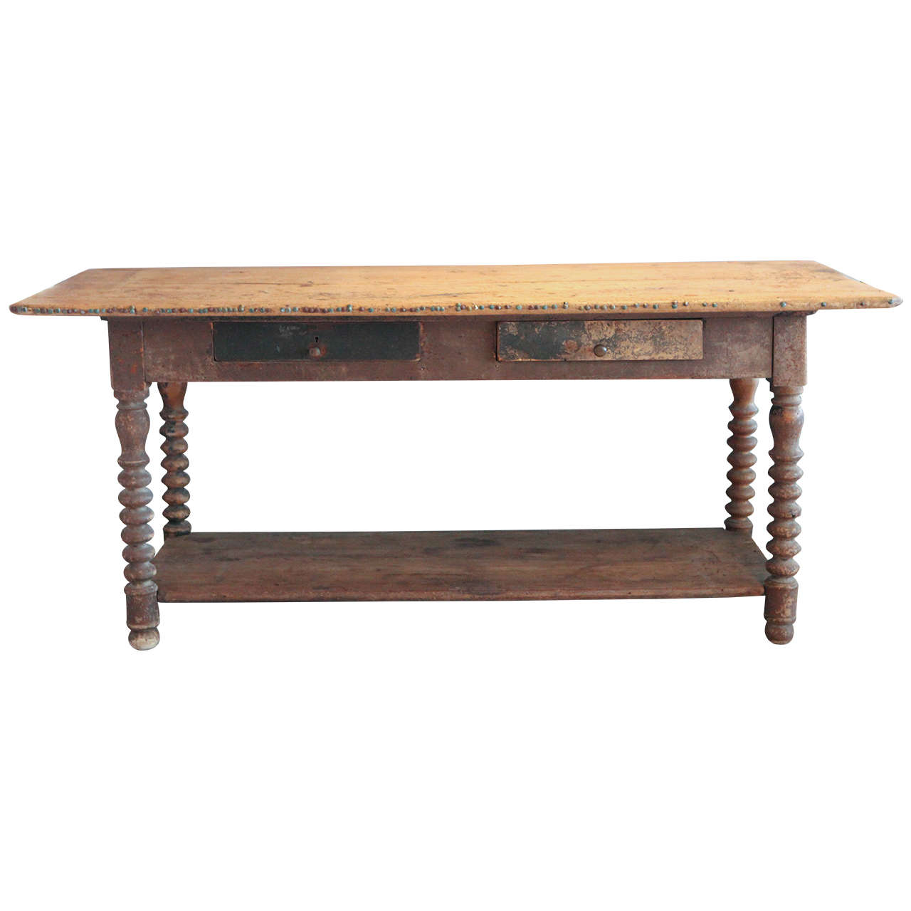 French Turned Leg Console Table, Late 18th Century