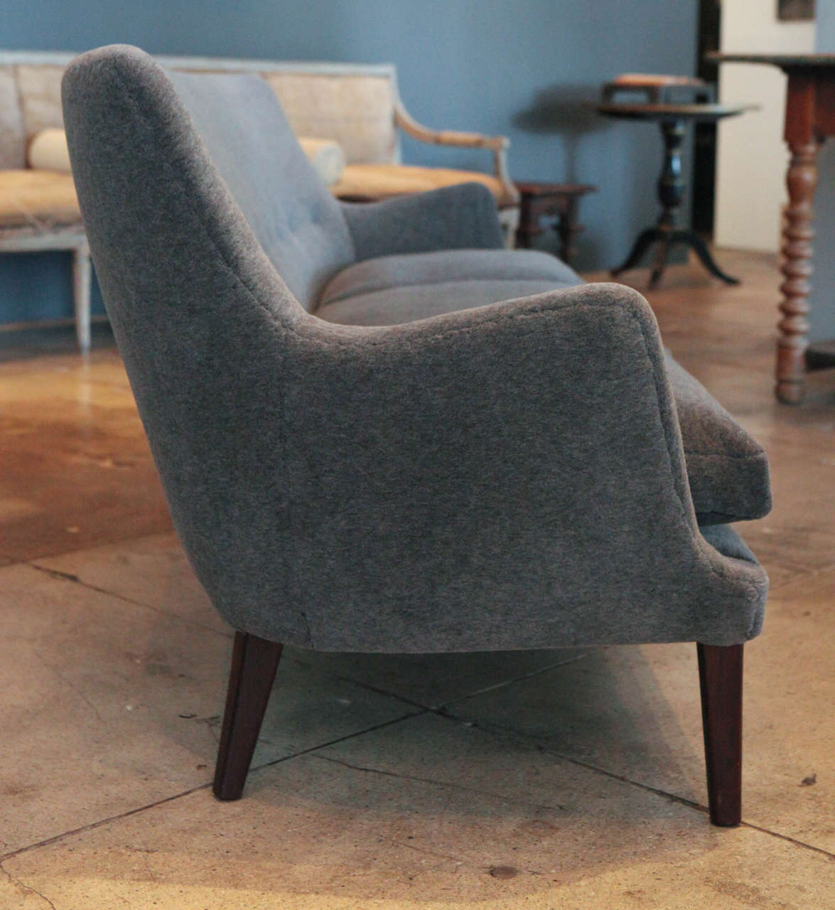 Arne Vodder Three-Seat Sofa in Gray Mohair, Denmark, 1953 In Good Condition In Los Angeles, CA