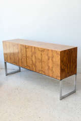 American Modern Burl Walnut Four-Door Sideboard or Buffet, Milo Baughman 1