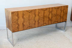 American Modern Burl Walnut Four-Door Sideboard or Buffet, Milo Baughman 5