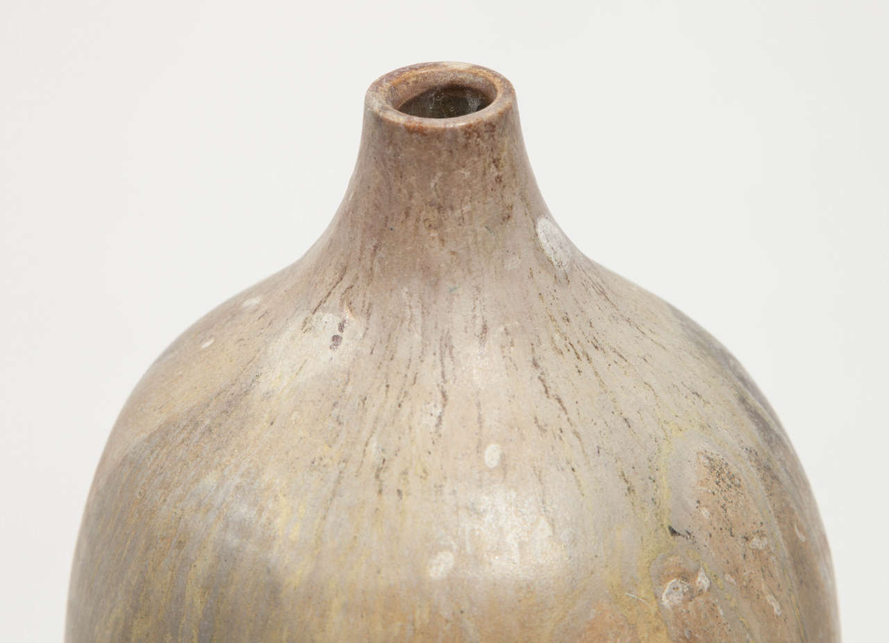 Italian Marcello Fantoni Cylindrical Ceramic Bottle Vase, Glazed Stoneware, circa 1960s