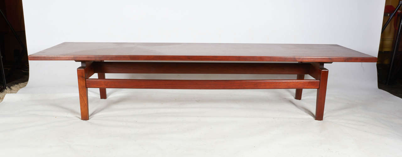 Handsome, Long Walnut Coffee Table by Jens Risom