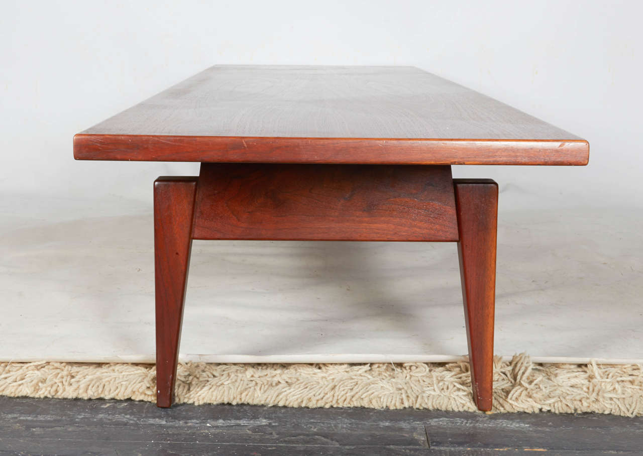 Mid-Century Modern Handsome, Long Walnut Coffee Table by Jens Risom For Sale