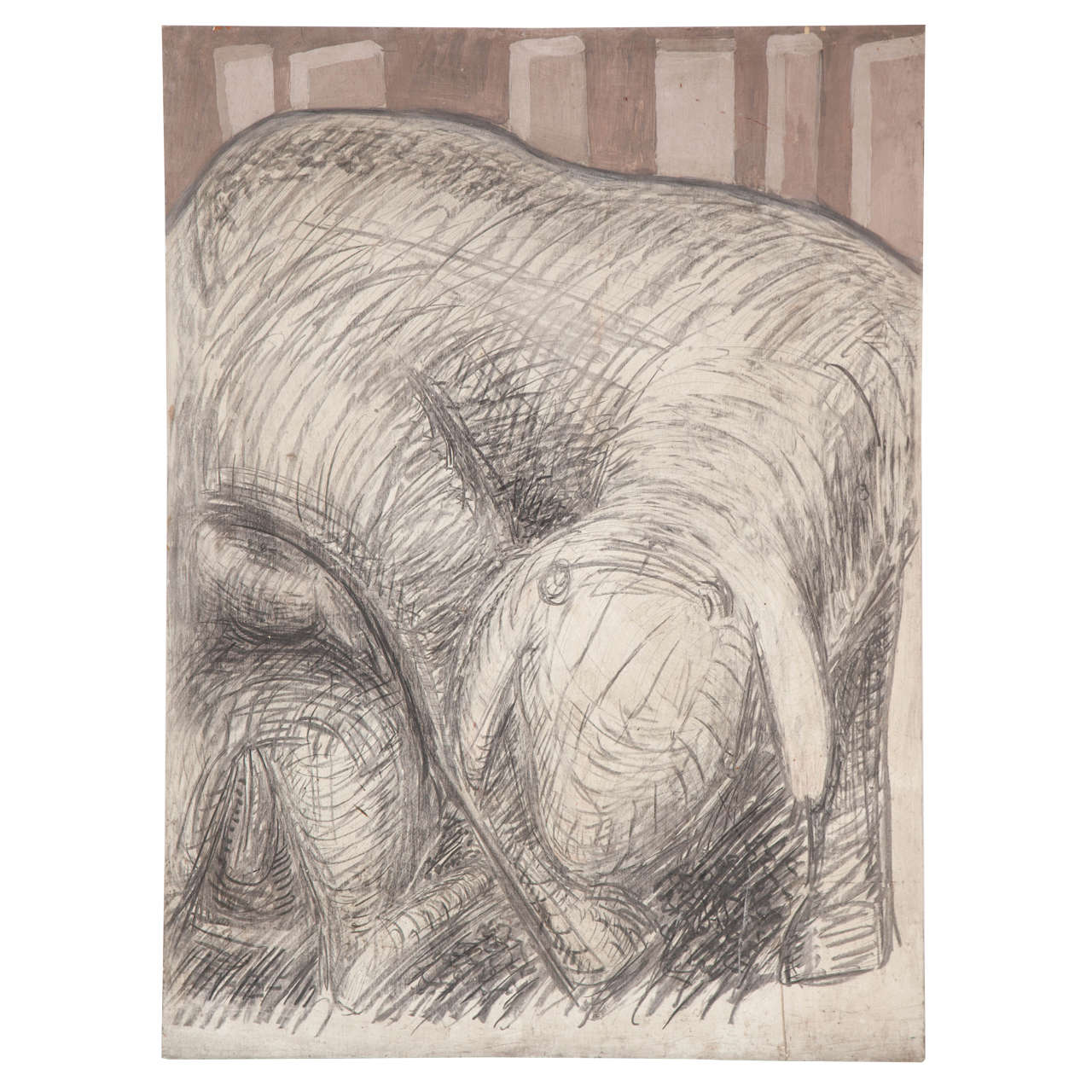 "Motherhood of a Sheep" Graphite on Canvas by Gino Cosentino, Italy 1960s For Sale