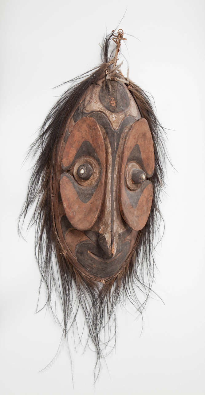 Sepik River Mask with Cassowary Feathers from Papua New Guinea, 1940s ...