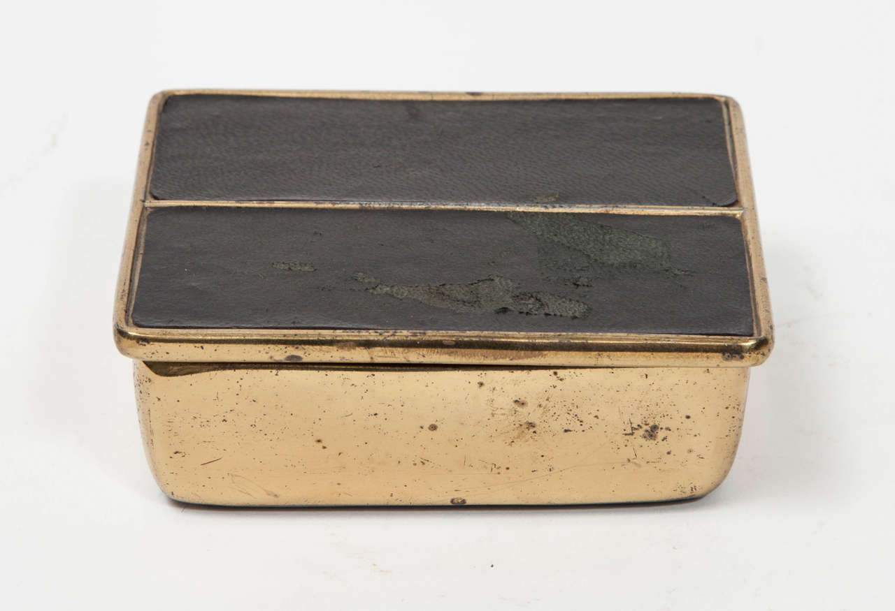Mid-Century Modern 1950s Ben Seibel Leather Inlay Brass Box