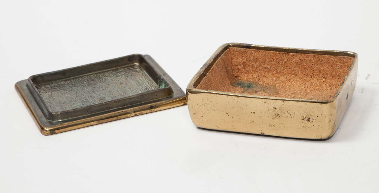 Mid-20th Century 1950s Ben Seibel Leather Inlay Brass Box