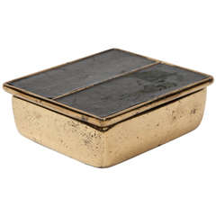 1950s Ben Seibel Leather Inlay Brass Box