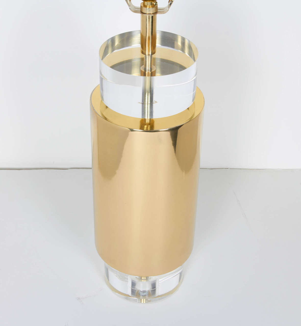 Pair of Brass and Lucite Table Lamps in the Manner of Charles Hollis Jones In Excellent Condition In Fort Lauderdale, FL