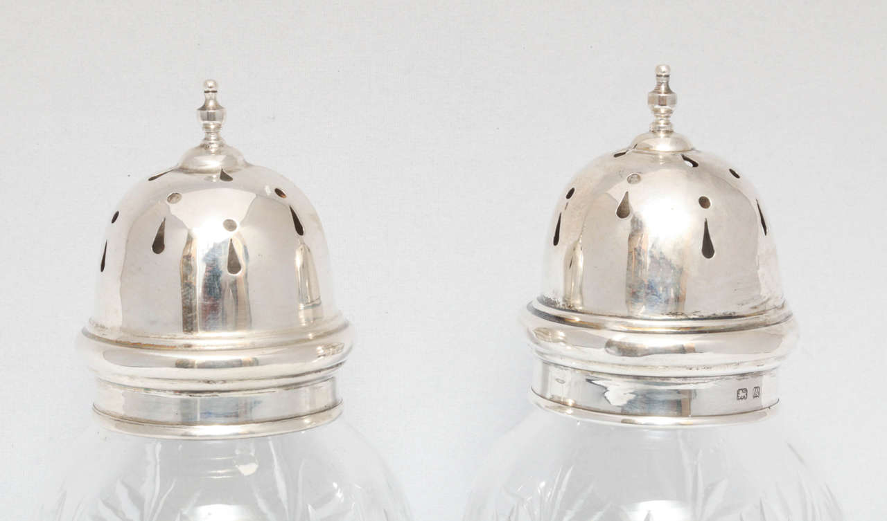 Edwardian Pair of Sterling Silver-Mounted Sugar Casters 2