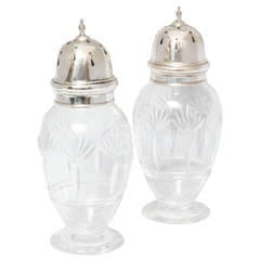Edwardian Pair of Sterling Silver-Mounted Sugar Casters