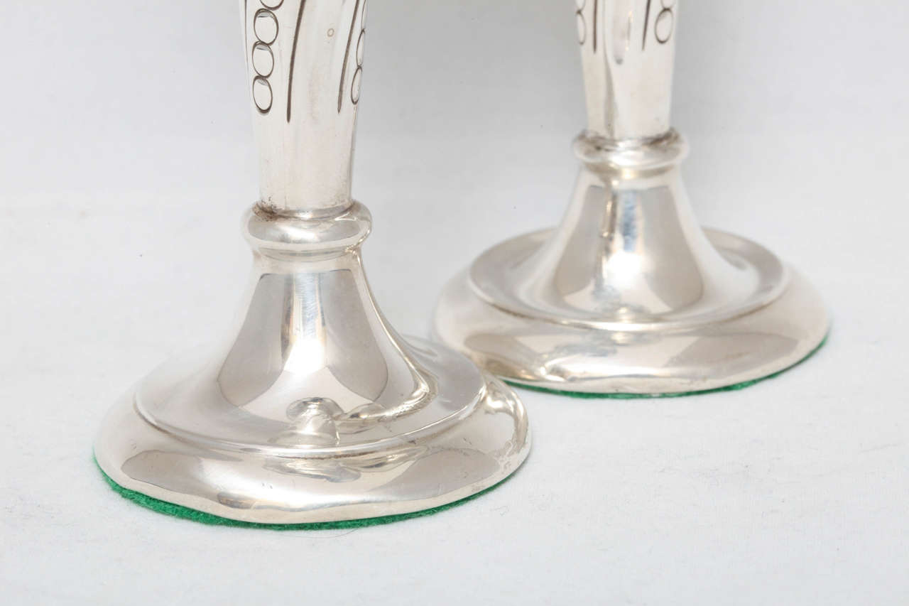 Edwardian Pair of Sterling Silver Bud Vases 1