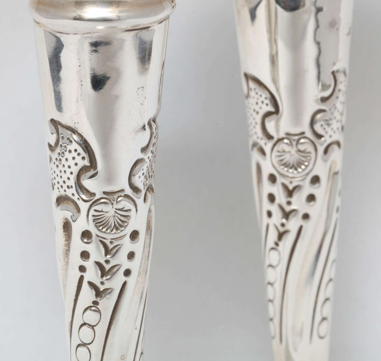 Edwardian Pair of Sterling Silver Bud Vases 2